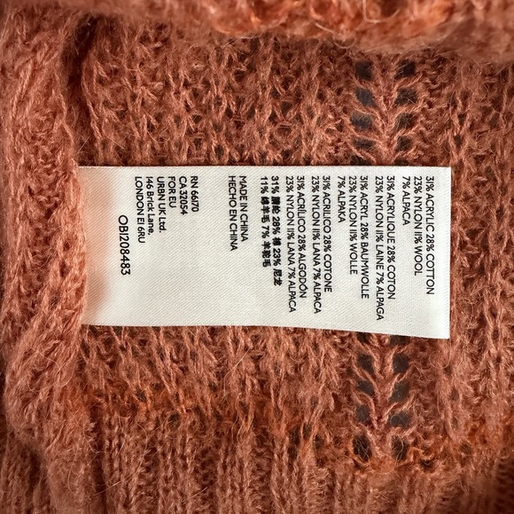 Anthropologie Maeve Lindsay Pointelle Orange Wool Alpaca Knit Sweater - Picture 8 of 8